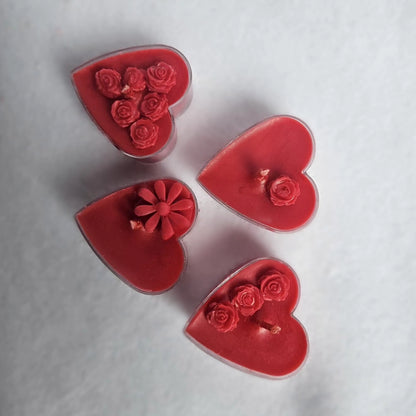 Rose Detail Floating Heart-shaped Tealight Candles - 1pack