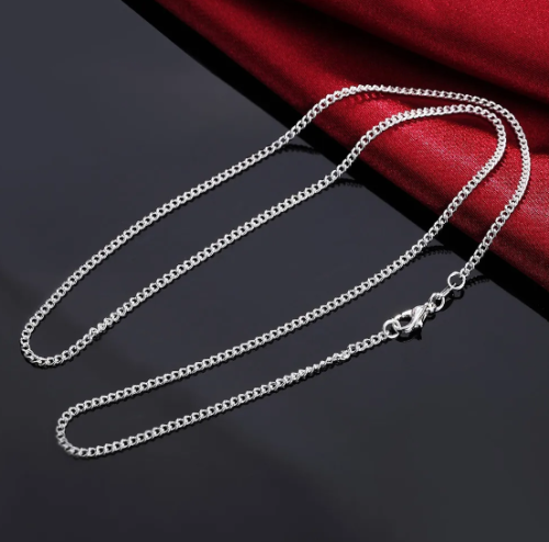 Silver Curb Chain Necklace